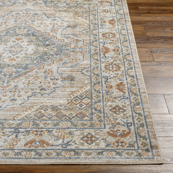 Langley Street Benbow Machine Washable Oriental Blue/Taupe Area Rug